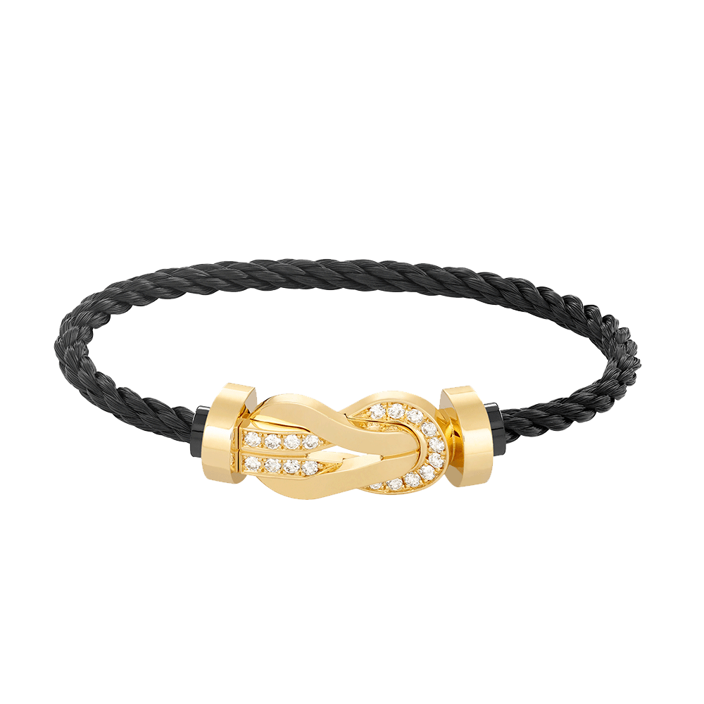??MIRA?¡¥CHANCE LARGE 8 FIGURE BUCKLE HALF DIAMOND BRACELET GOLD