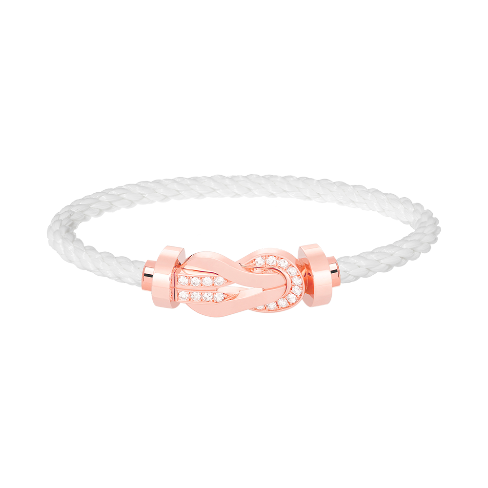 ??MIRA?¡¥CHANCE LARGE 8 FIGURE BUCKLE HALF DIAMOND BRACELET ROSE GOLD