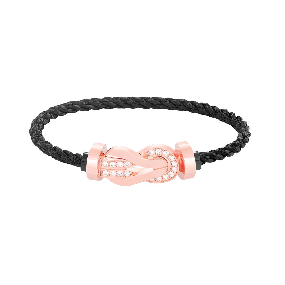 ??MIRA?¡¥CHANCE LARGE 8 FIGURE BUCKLE HALF DIAMOND BRACELET ROSE GOLD