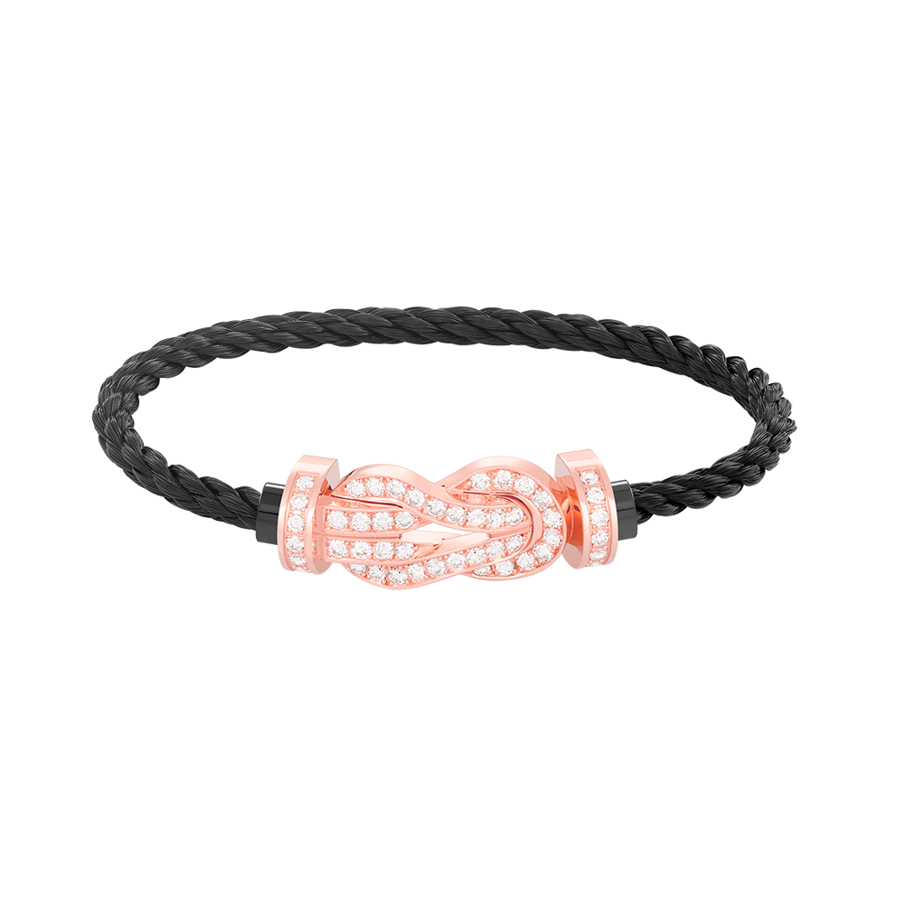 ??MIRA?¡¥CHANCE LARGE 8 FIGURE BUCKLE FULL DIAMOND BRACELET ROSE GOLD