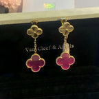 [MIRA] NEW CLOVER 2 MOTIF PINK ENAMEL EARRINGS