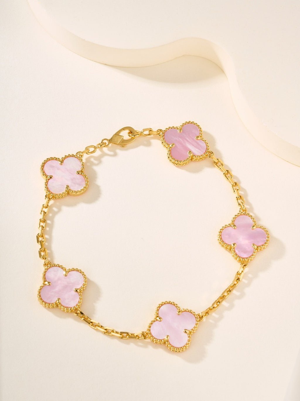 [MIRA]New  CLOVER 5 MOTIFS  PINK MOP BRACELET COLLECTION