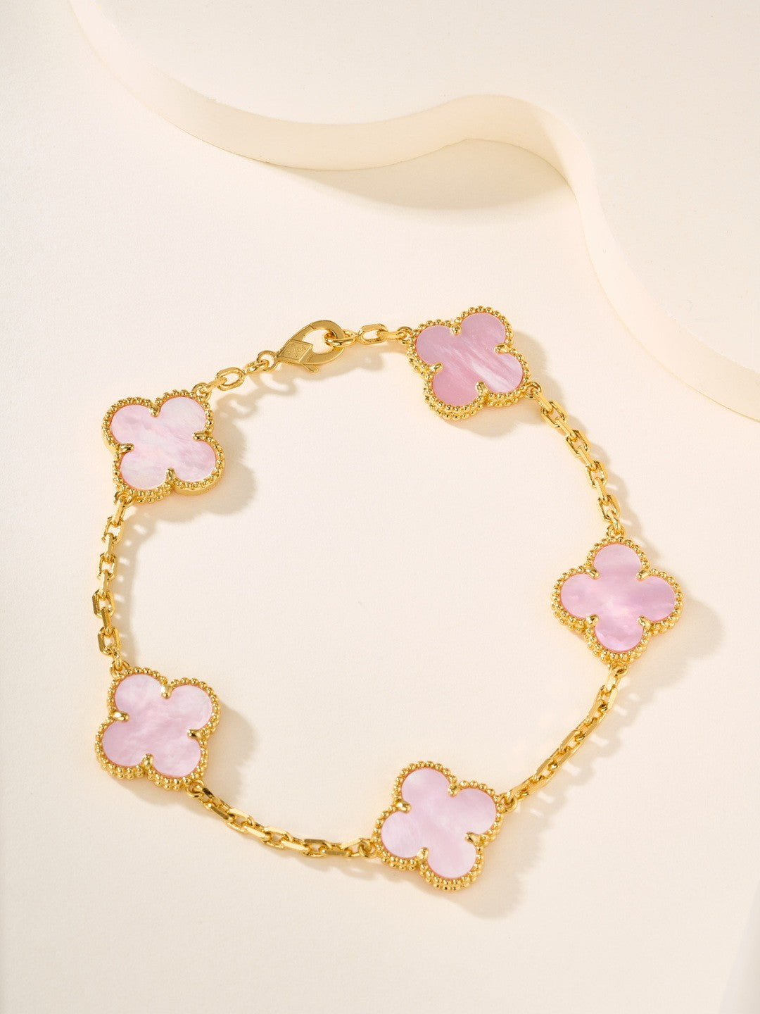[MIRA]New  CLOVER 5 MOTIFS  PINK MOP BRACELET COLLECTION