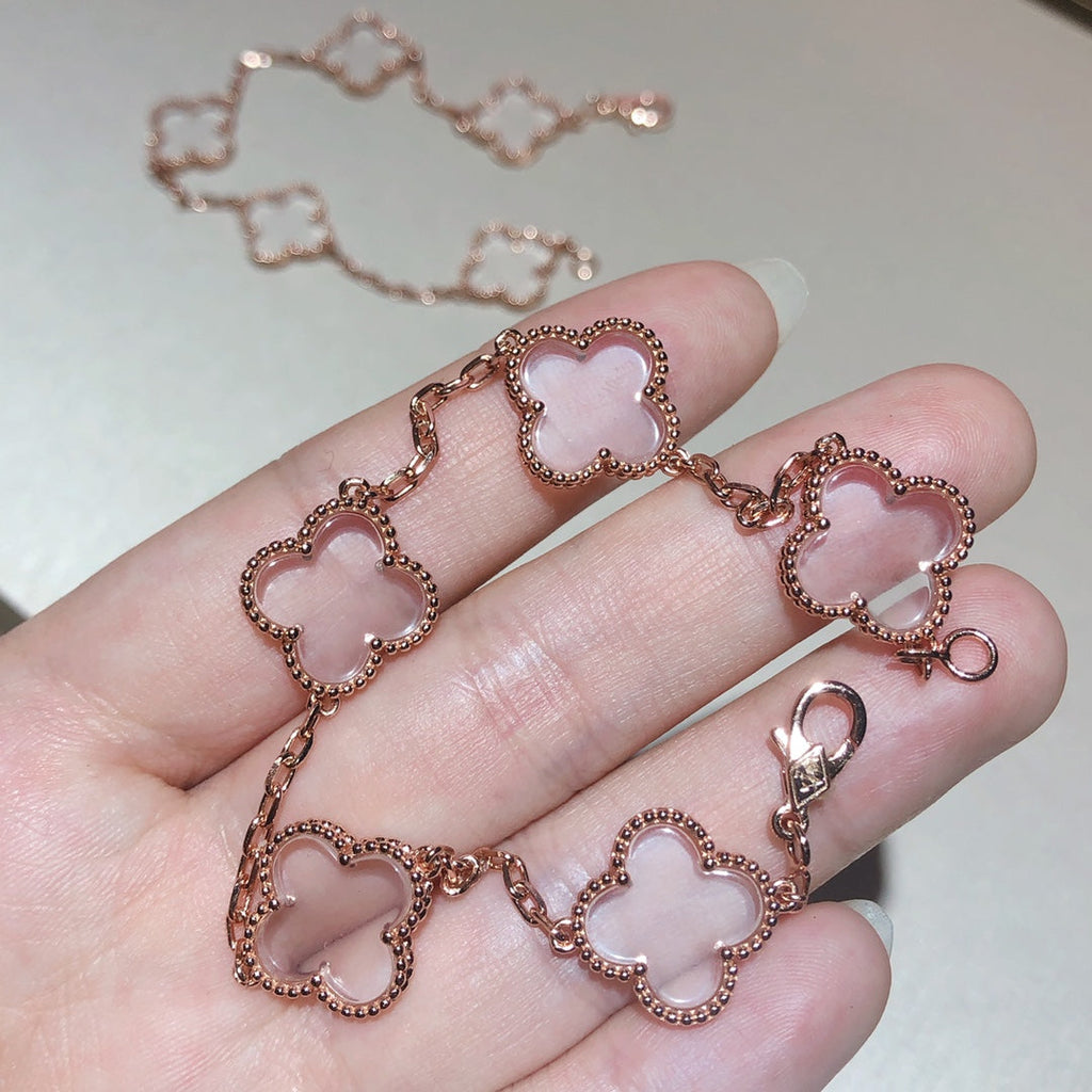[MIRA]New CLOVER 5 MOTIF ROCK CRYSTAL BRACELET