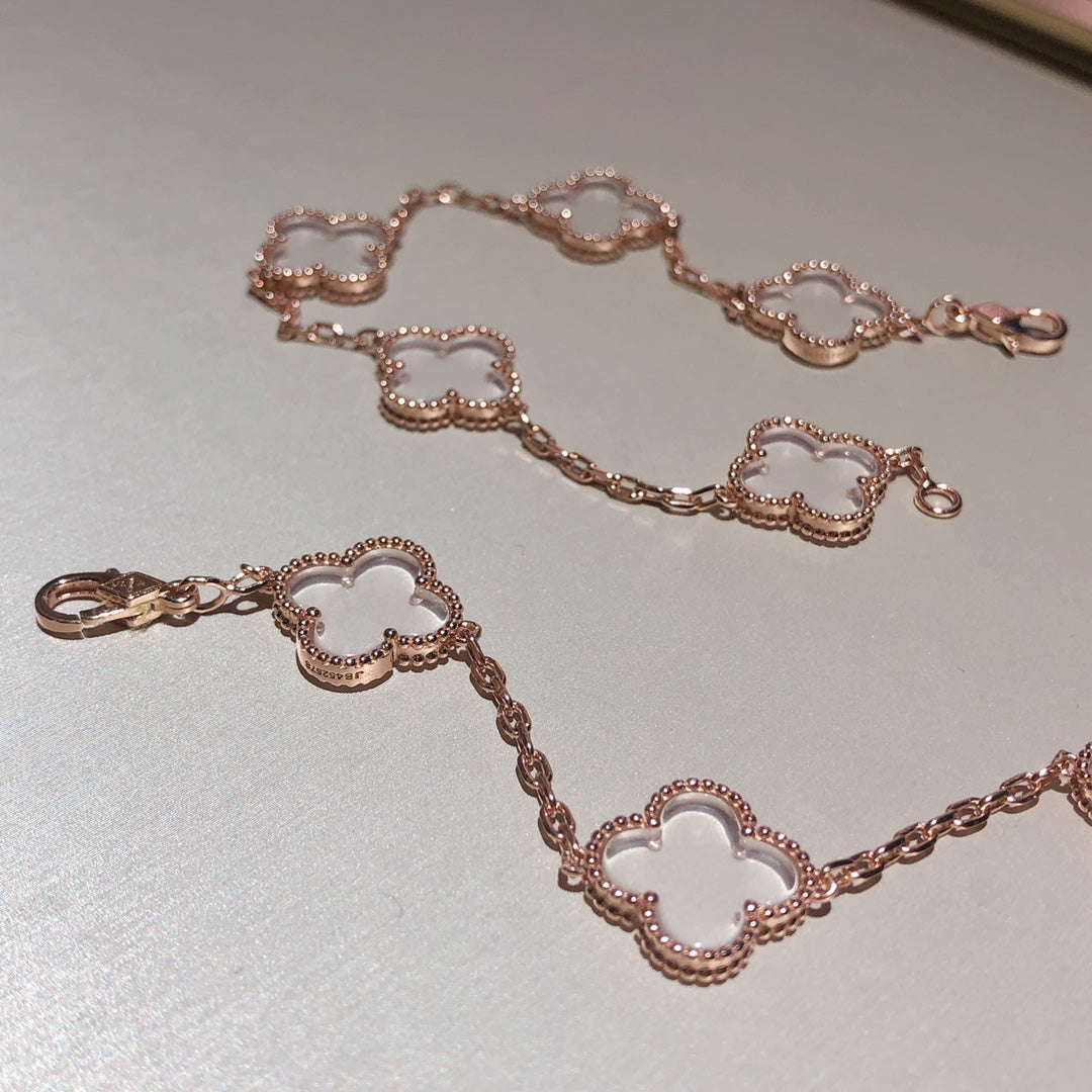 [MIRA]New CLOVER 5 MOTIF ROCK CRYSTAL BRACELET