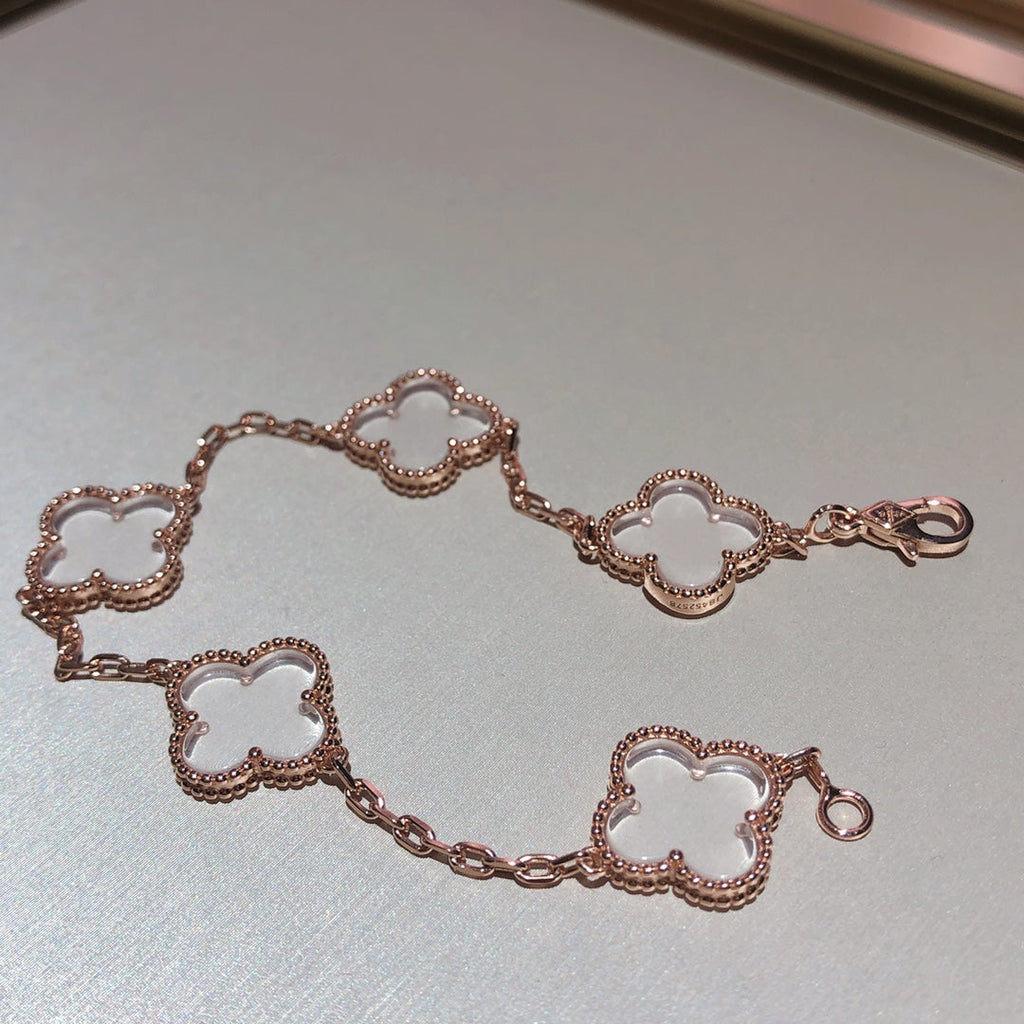 [MIRA]New CLOVER 5 MOTIF ROCK CRYSTAL BRACELET