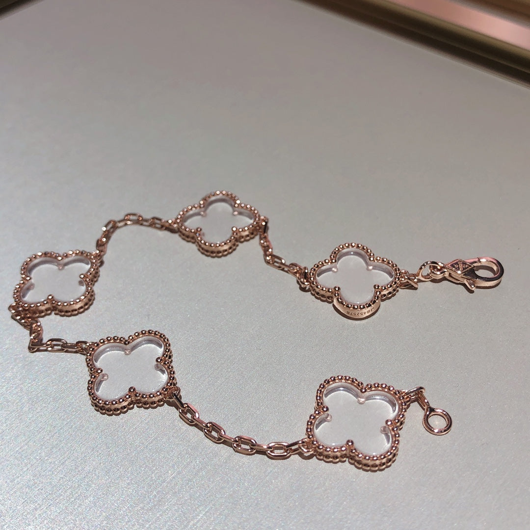 [MIRA]New CLOVER 5 MOTIF ROCK CRYSTAL BRACELET