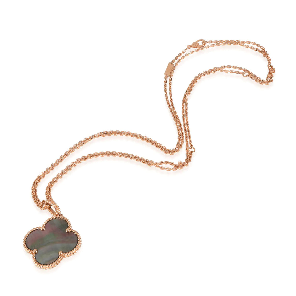 ??MIRA?¡¥CLOVER 25MM GOLD DARK MOP BIG CLOVER NECKLACE