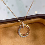 ??MIRA?¡¥TRINITY NECKLACE SILVER GOLD PINK GOLD DIAMONDS