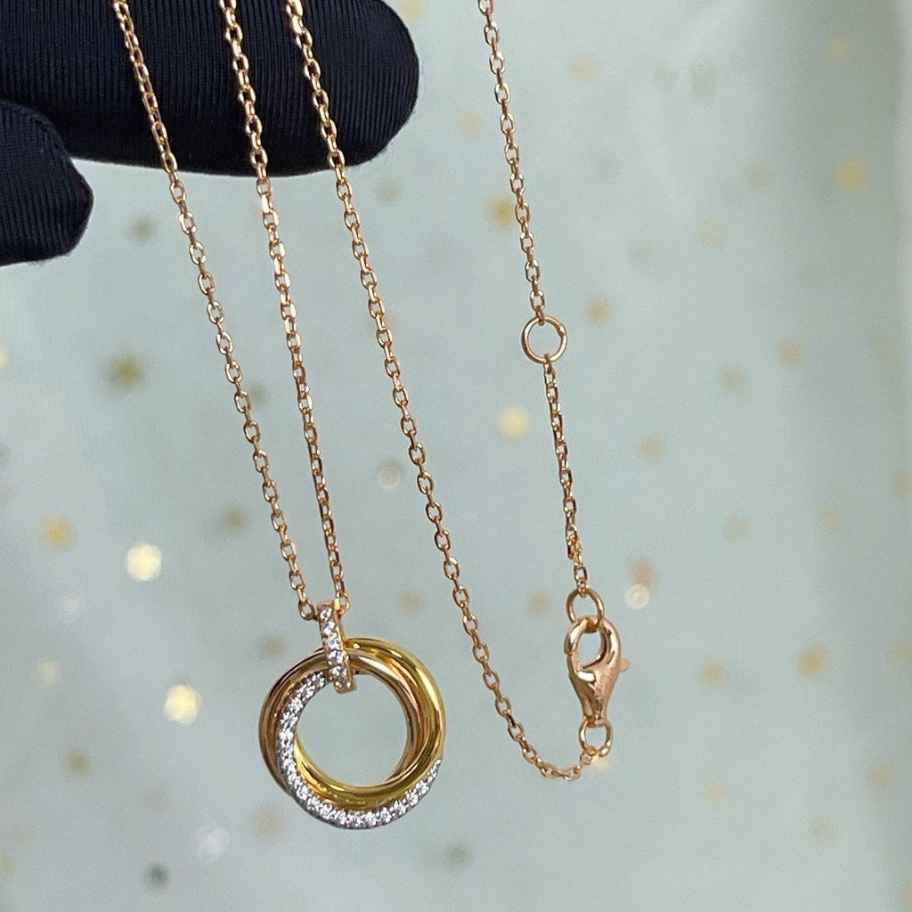 ??MIRA?¡¥TRINITY NECKLACE SILVER GOLD PINK GOLD DIAMONDS