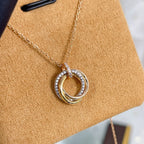 ??MIRA?¡¥TRINITY NECKLACE SILVER GOLD PINK GOLD DIAMONDS