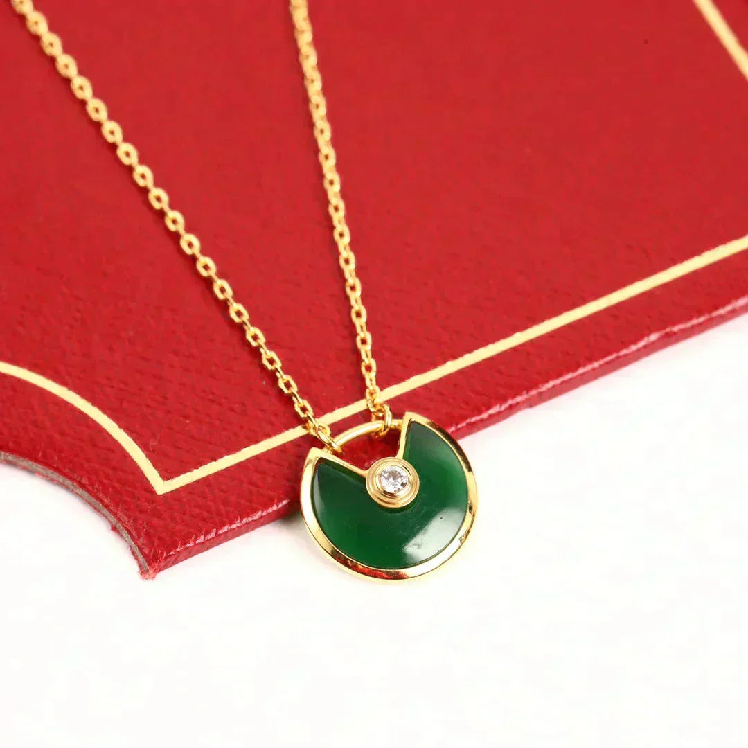 ??MIRA?¡¥AMULETTE GOLD MALACHITE NECKLACE