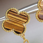 ??MIRA?¡¥CLOVER  2 MOTIF  TIGER EYE CARNELIAN EARRINGS