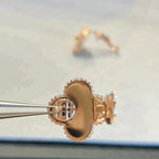??MIRA?¡¥CLOVER MEDIUM 1 MOTIFS GRAY MOP  DIAMOND EARRINGS