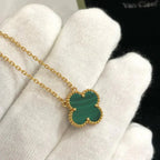 ??MIRA?¡¥CLOVER 15MM MALACHITE SINGLE FLOWER  NECKLACE
