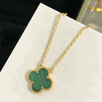 ??MIRA?¡¥CLOVER 15MM MALACHITE SINGLE FLOWER  NECKLACE