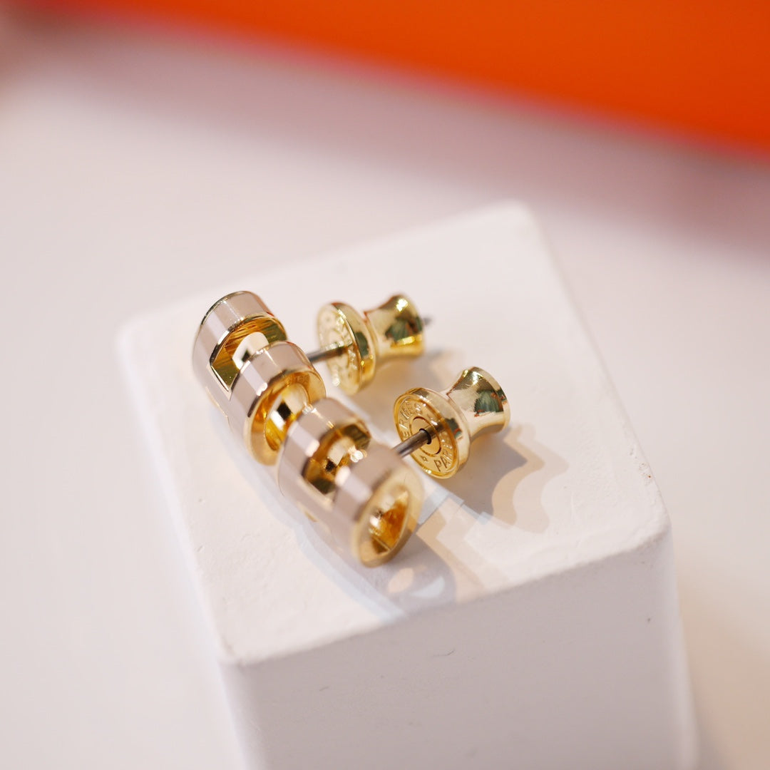 ??MIRA?¡¥MINI POP H GOLD EARRINGS GREY