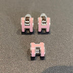 ??MIRA?¡¥MINI POP H SILVER EARRINGS PINK