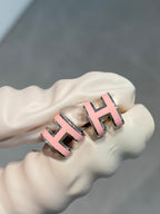 ??MIRA?¡¥MINI POP H SILVER EARRINGS PINK