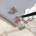 ??MIRA?¡¥CLOVER MEDIUM 1 MOTIFS  PINK MOP DIAMOND EARRINGS