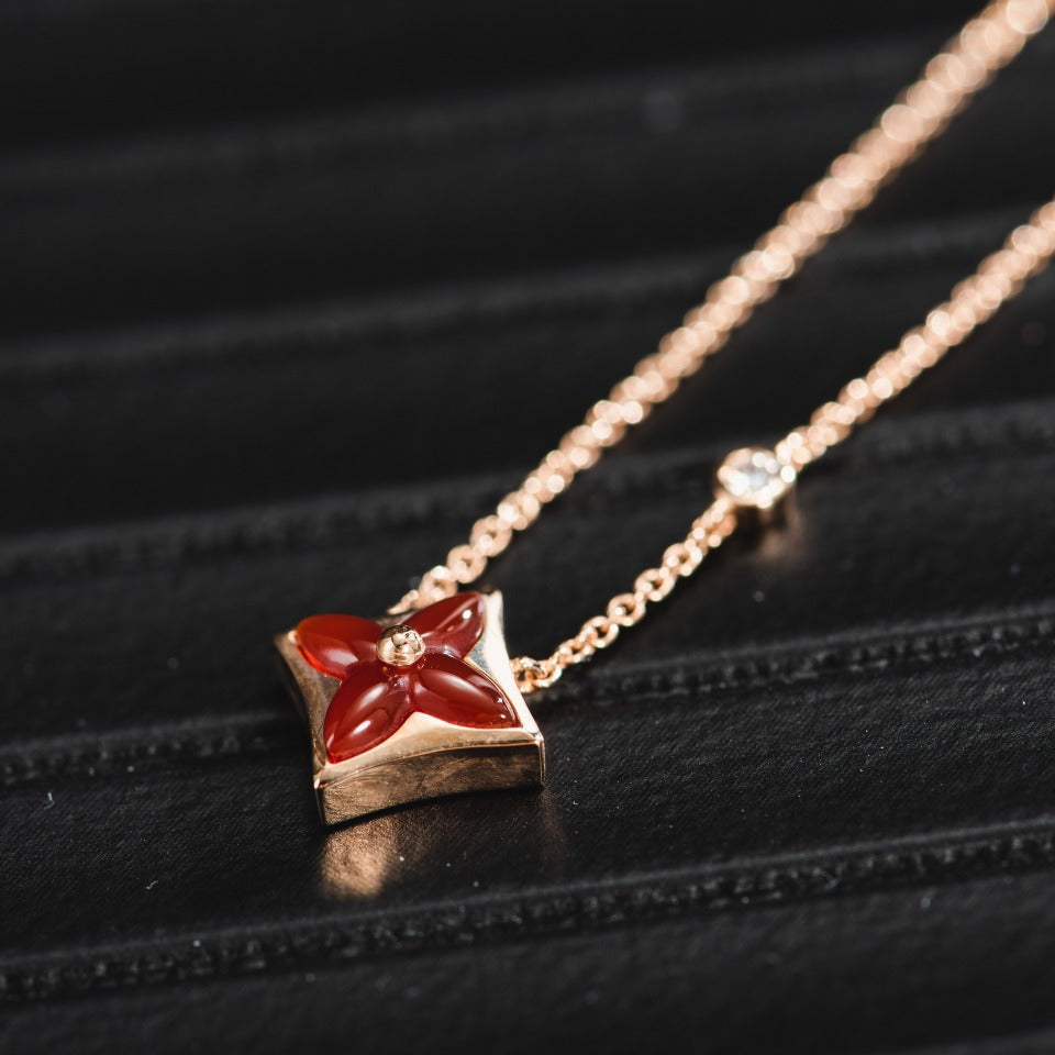 ??MIRA?¡¥STAR NECKLACE PINK GOLD 1 DIAMOND