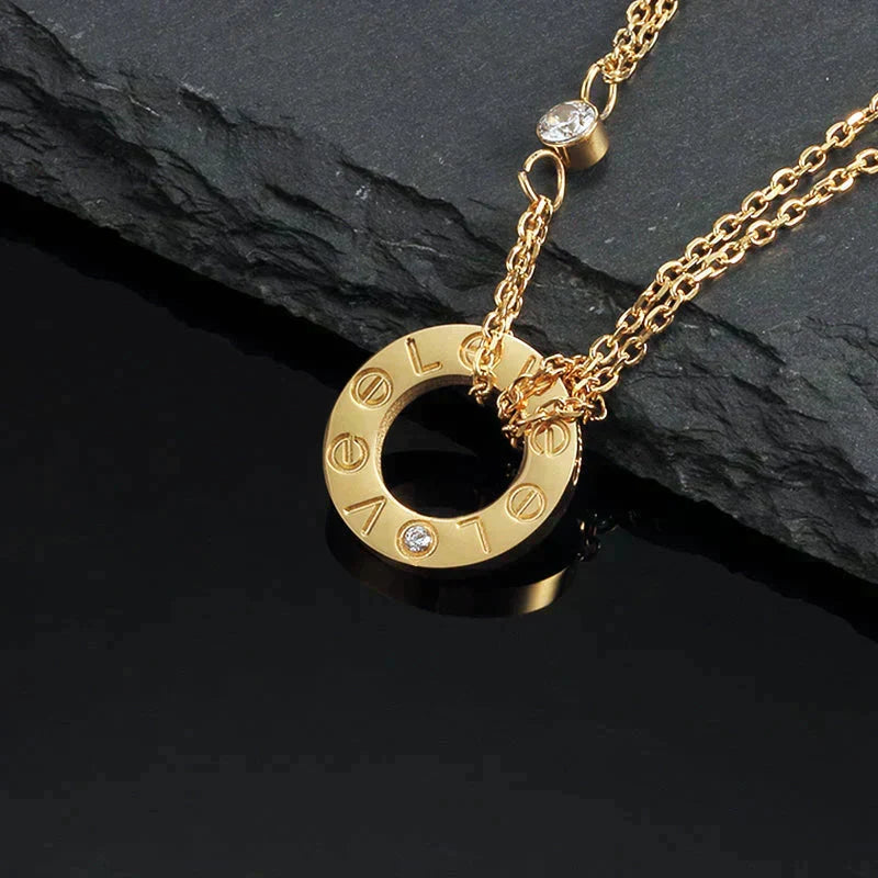 ??MIRA?¡¥LOVE NECKLACE 16MM 2 DIAMONDS