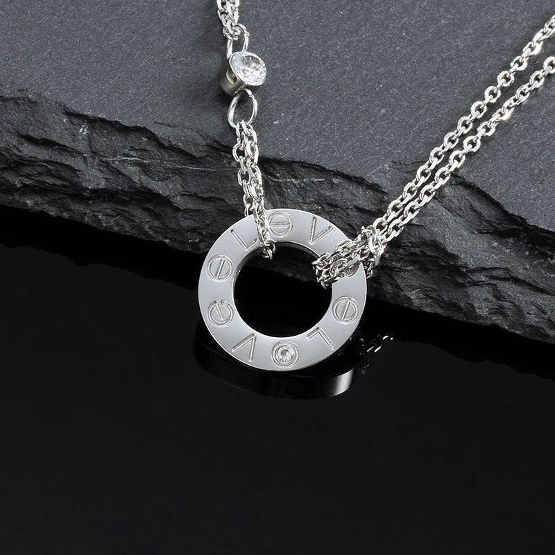 ??MIRA?¡¥LOVE NECKLACE 16MM 2 DIAMONDS