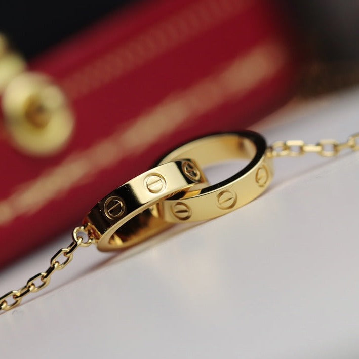 ??MIRA?¡¥LOVE NECKLACE DOUBLE RING GOLD
