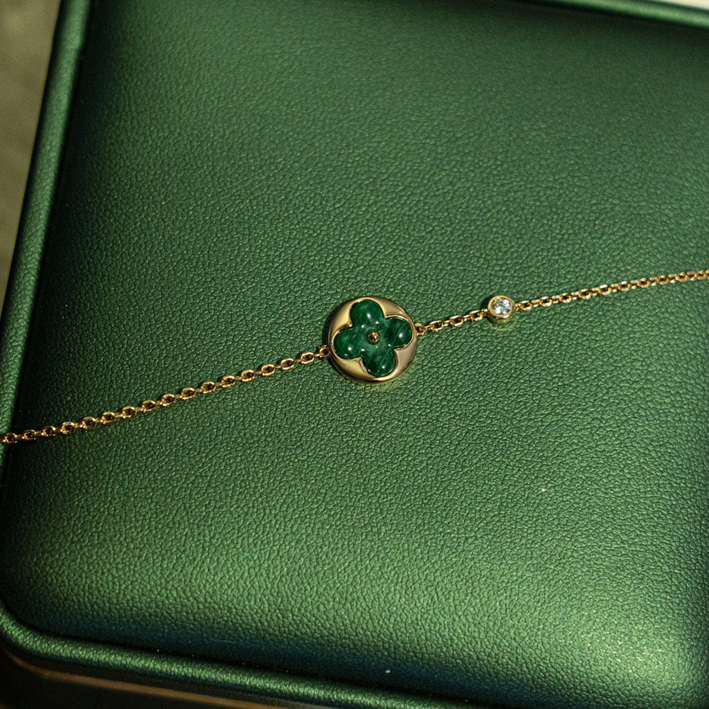 ??MIRA?¡¥SUN MALACHITE 1 DIAMOND PINK GOLD BRACELET