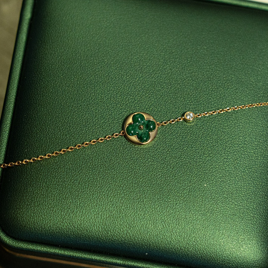 ??MIRA?¡¥SUN MALACHITE 1 DIAMOND PINK GOLD BRACELET