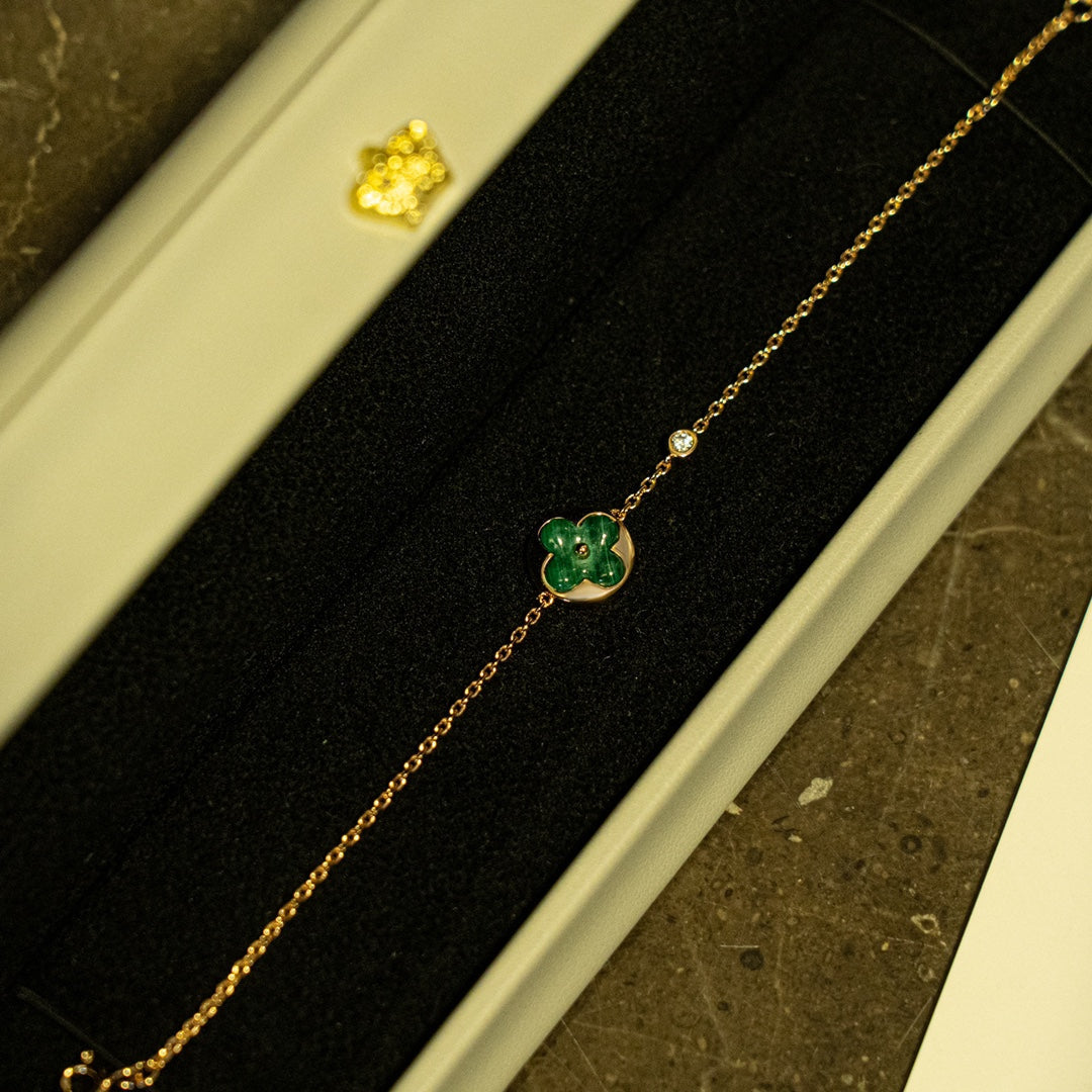 ??MIRA?¡¥SUN MALACHITE 1 DIAMOND PINK GOLD BRACELET
