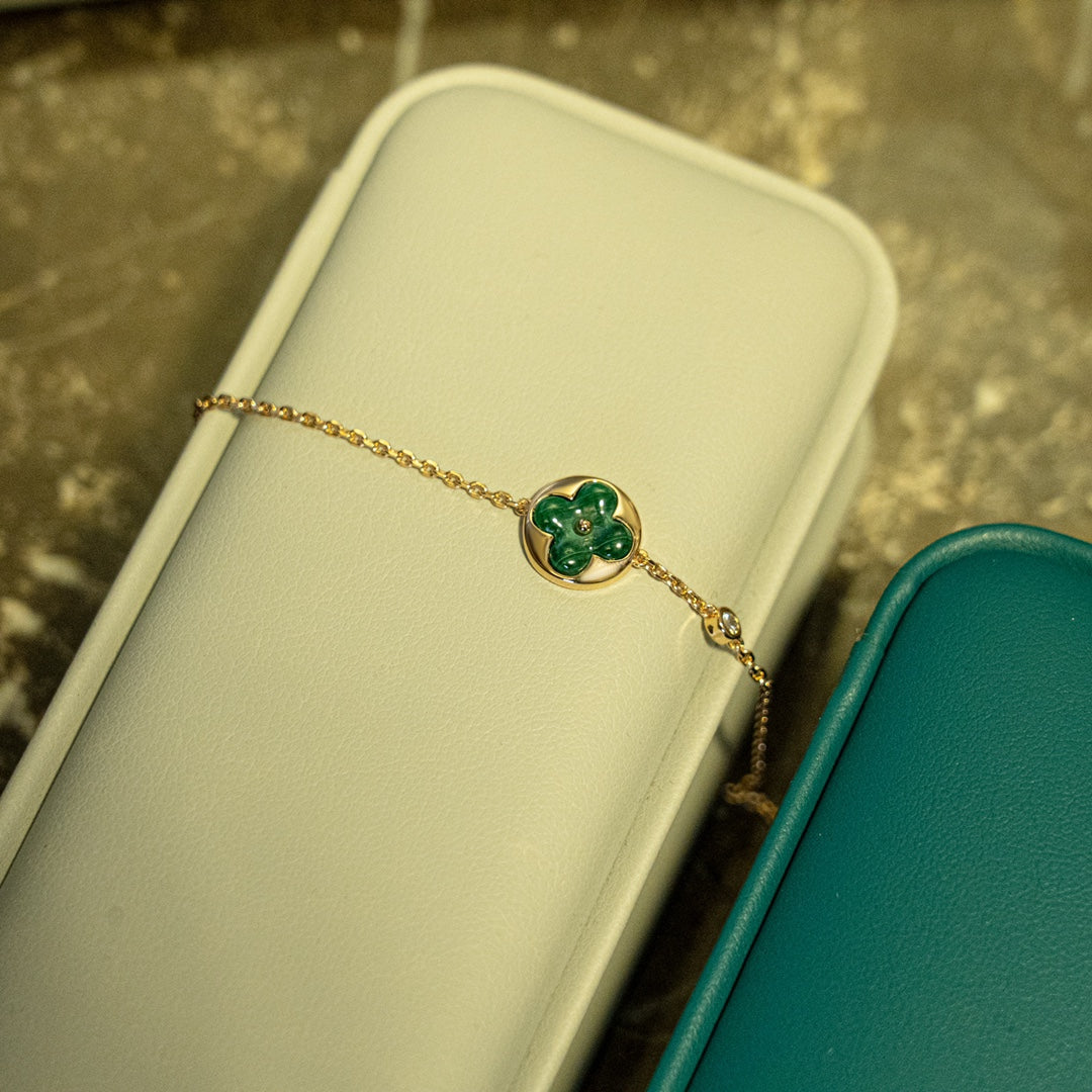 ??MIRA?¡¥SUN MALACHITE 1 DIAMOND PINK GOLD BRACELET