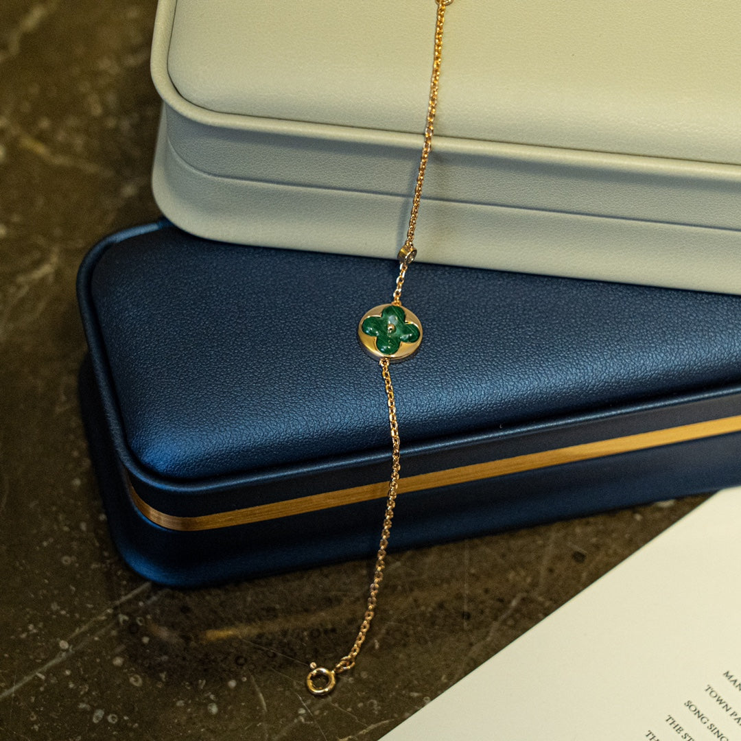 ??MIRA?¡¥SUN MALACHITE 1 DIAMOND PINK GOLD BRACELET