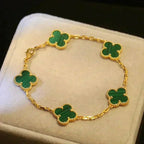 [MIRA]New  CLOVER 5 MOTIF MALACHITE BRACELET COLLECTION