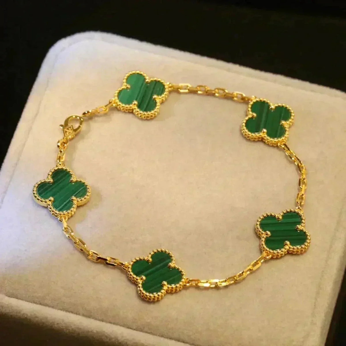 [MIRA]New  CLOVER 5 MOTIF MALACHITE BRACELET COLLECTION