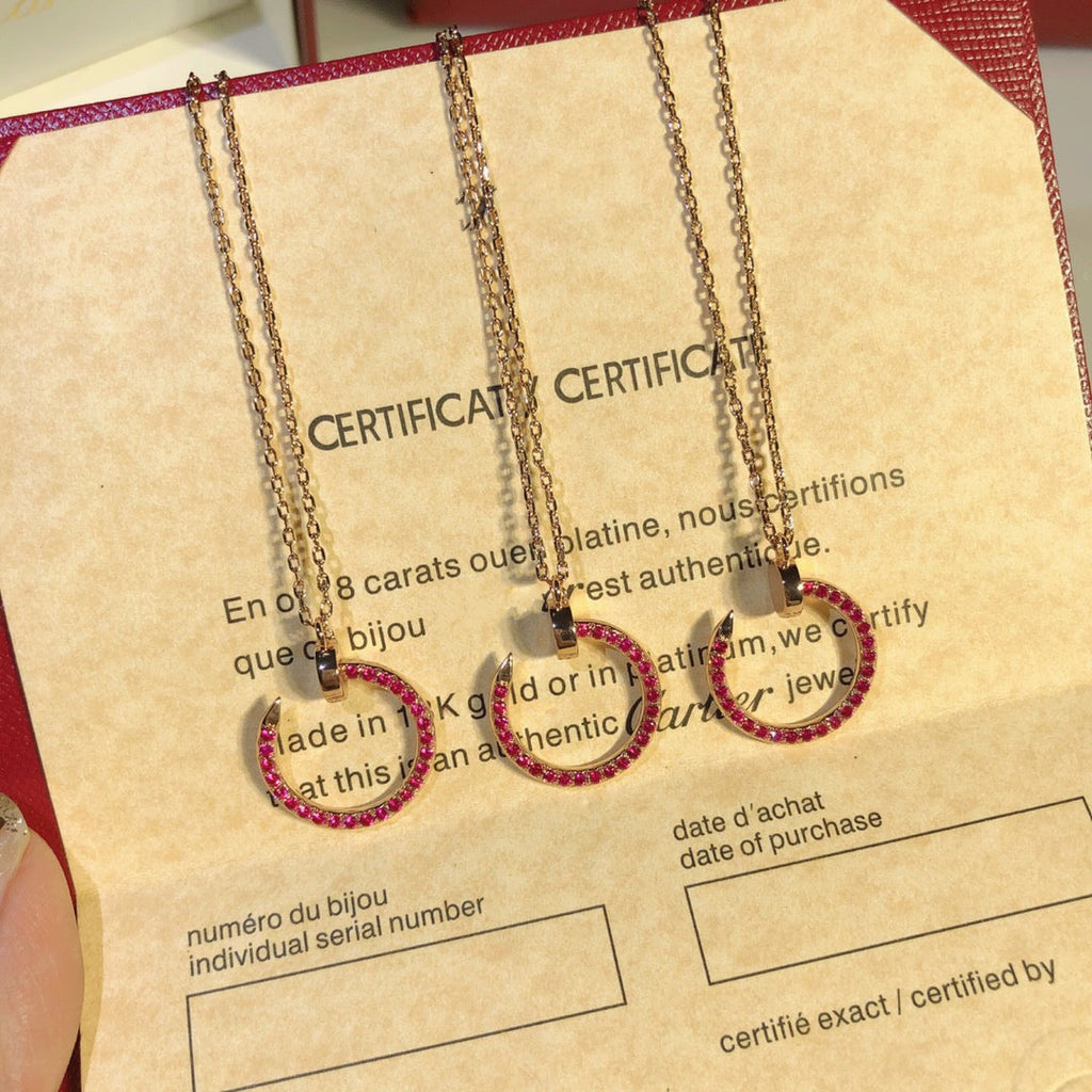 ??MIRA?¡¥JUSTE NECKLACE GOLD RED DIAMONDS