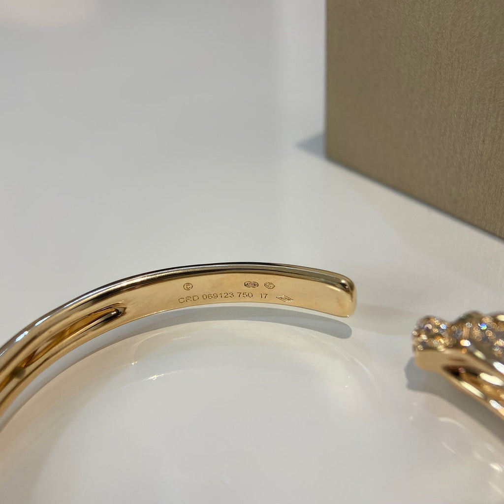 ??MIRA?¡¥PANTHERE GOLD DIAMOND OPEN BRACELET