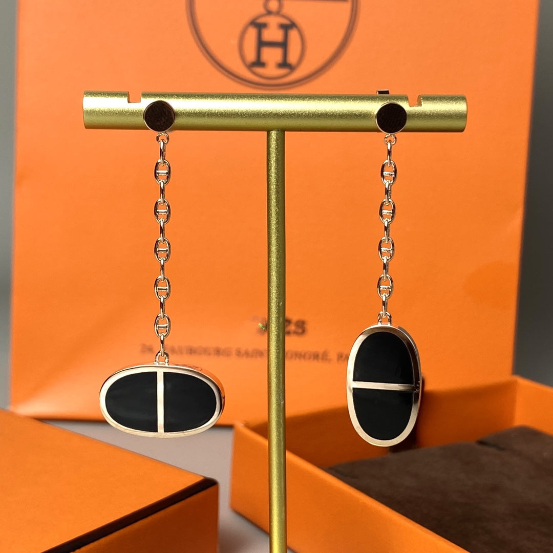 ??MIRA?¡¥CHAINE VERSO BLACK CERAMIC EARRINGS
