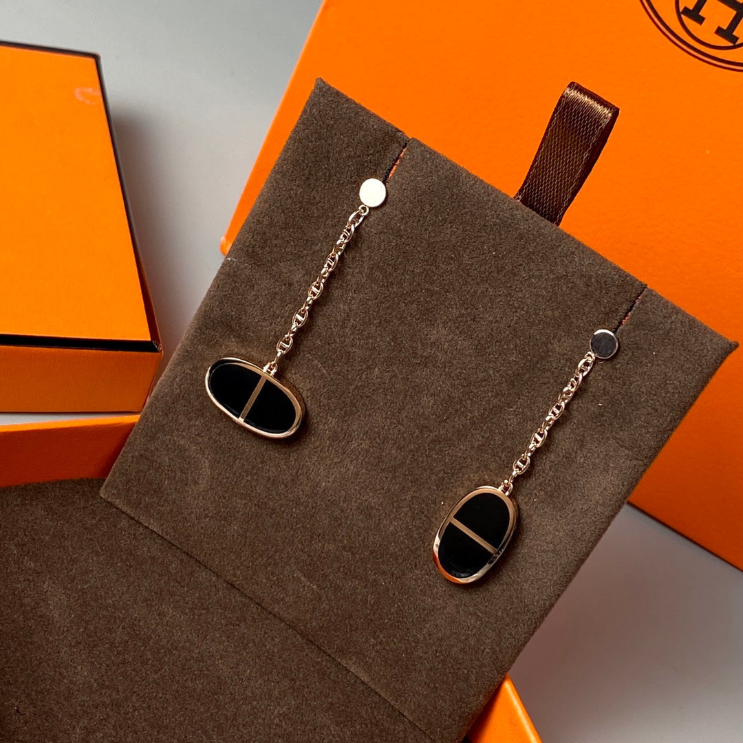 ??MIRA?¡¥CHAINE VERSO BLACK CERAMIC EARRINGS