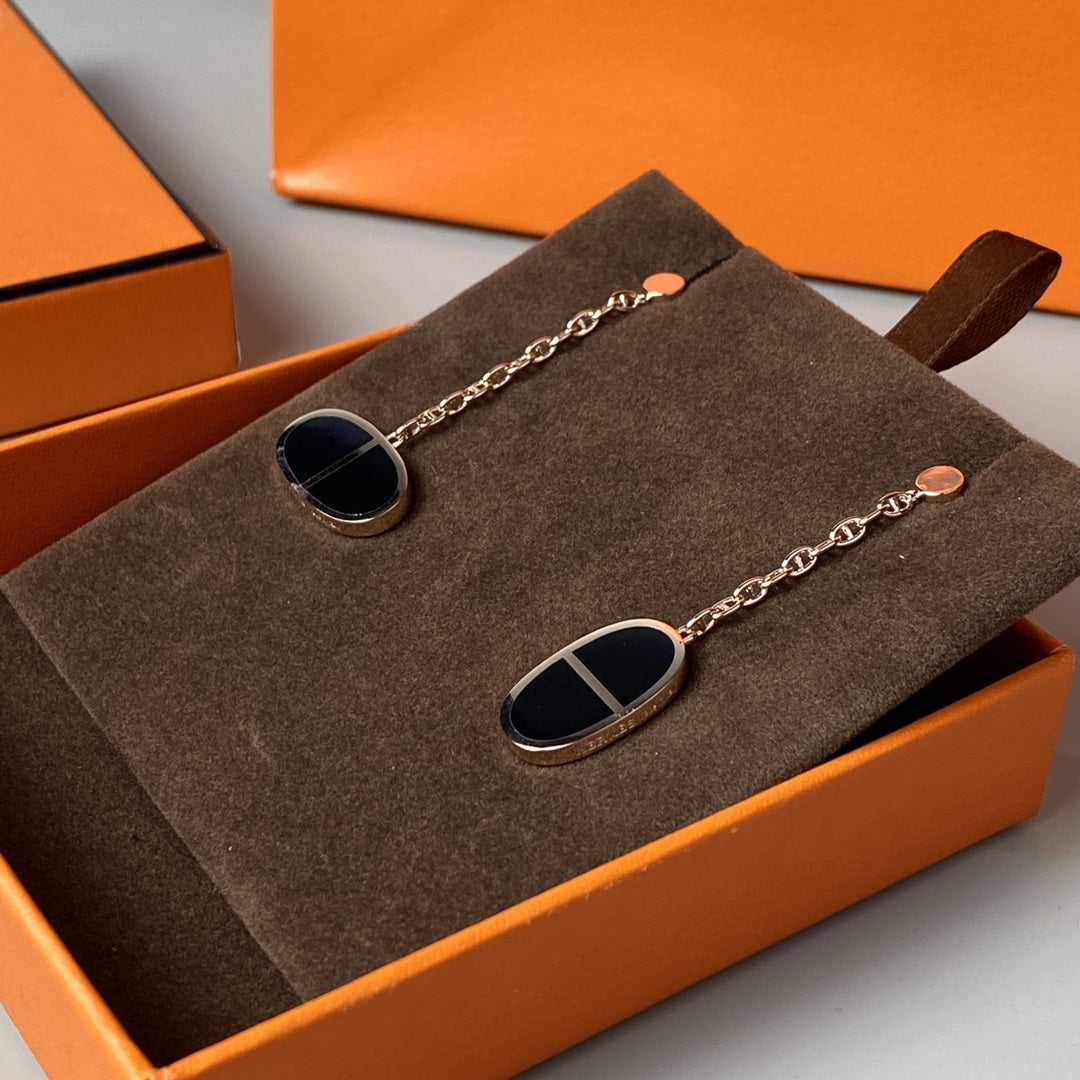 ??MIRA?¡¥CHAINE VERSO BLACK CERAMIC EARRINGS