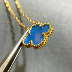 ??MIRA?¡¥CLOVER 15MM BLUE AGATE NECKLACE