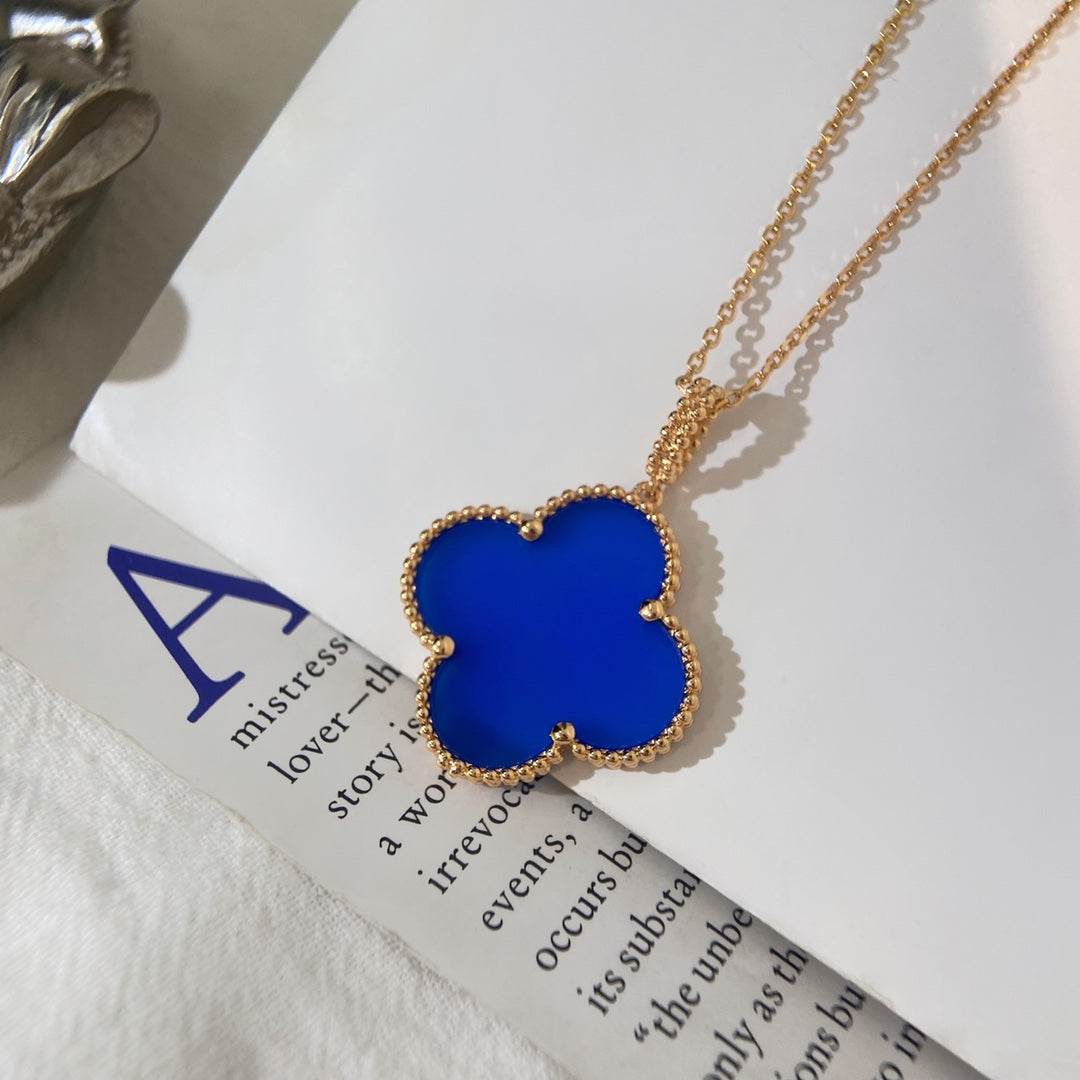 ??MIRA?¡¥CLOVER 25MM NECKLACE TURQUOISE ROSE GOLD