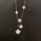 ??MIRA?¡¥CLOVER 5 MOTIFS SILVER DIAMONDS NECKLACE