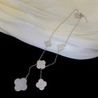 ??MIRA?¡¥CLOVER 5 MOTIFS SILVER DIAMONDS NECKLACE