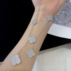 ??MIRA?¡¥CLOVER 5 MOTIFS SILVER DIAMONDS NECKLACE
