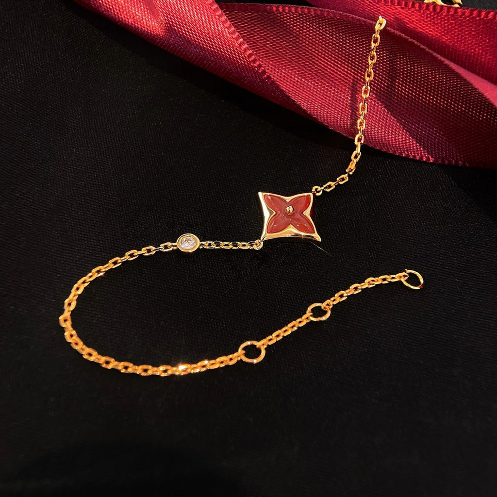 ??MIRA?¡¥COLOR STAR CARNELIAN PINK GOLD DIAMOND BRACELET