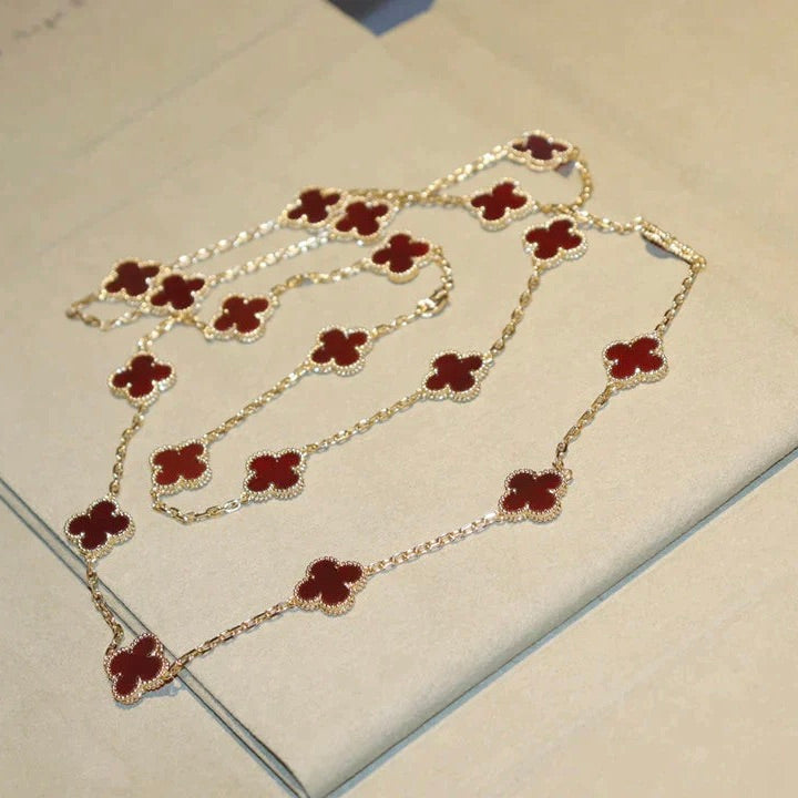 ??MIRA?¡¥CLOVER 20 MOTIFS CARNELIAN NECKLACE