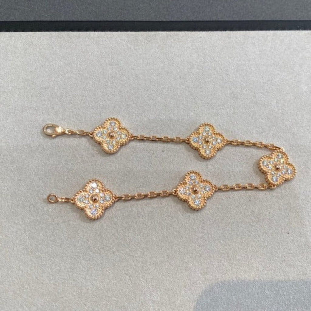 [MIRA] New  CLOVER 5 MOTIF FULL DIAMOND BRACELET COLLECTION