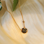 ??MIRA?¡¥SUN PEDANT PINK GOLD 1 DIAMOND NECKLACE
