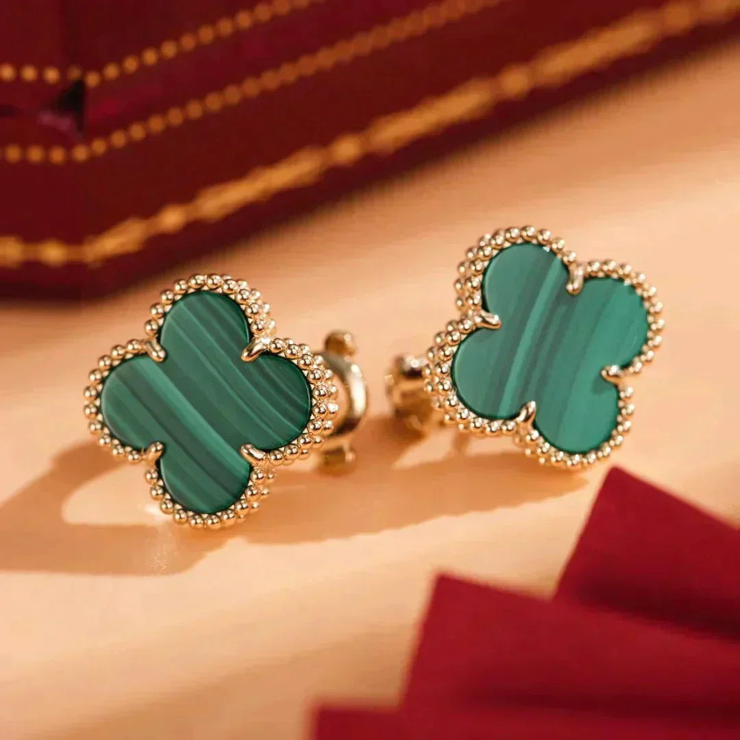 ??MIRA?¡¥CLOVER MEDIUM 1 MOTIFS MALACHITE  EARRINGS